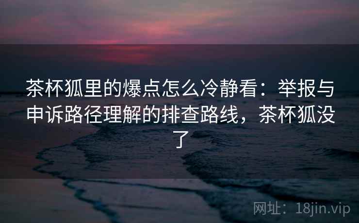 茶杯狐里的爆点怎么冷静看：举报与申诉路径理解的排查路线，茶杯狐没了
